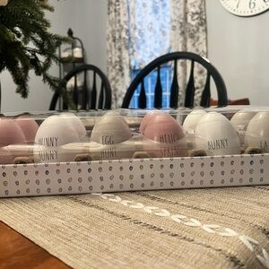 NEW Rae Dunn Set Of Twelve Inspirational Sayings Wooden Easter Eggs